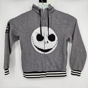 Jack Skellington Hoodie Mens‎ Small Disney Nightmare Before Christmas Gray